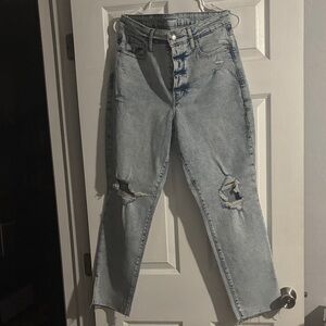 Old Navy Light Blue Distressed Straight Leg Jeans